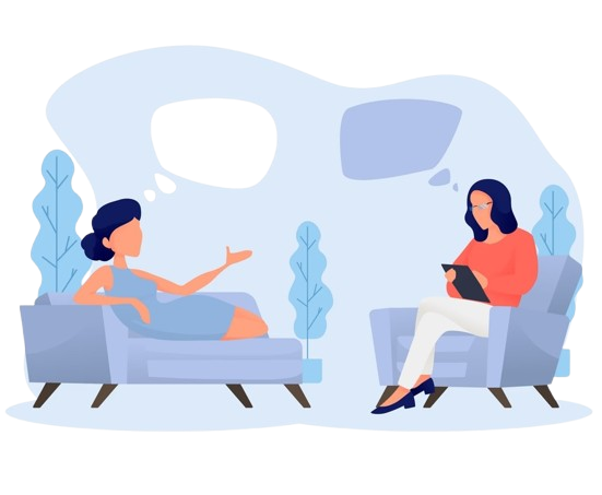 Illustration of a psychotherapist counselling a client